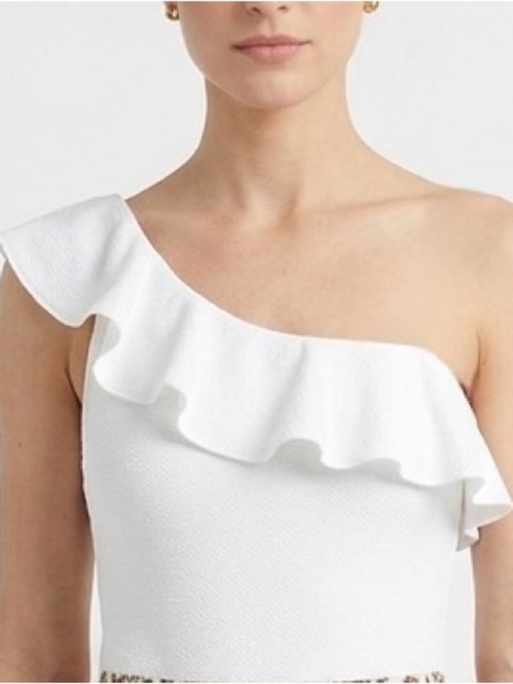 Show Me Your Mumu Ophelia Ruffle One Sleeve Bodysuit Bone White Stretch Small